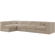 Meridian Furniture Rummi Beige Velvet Performance Fabric 5pc. Modular Sectional
