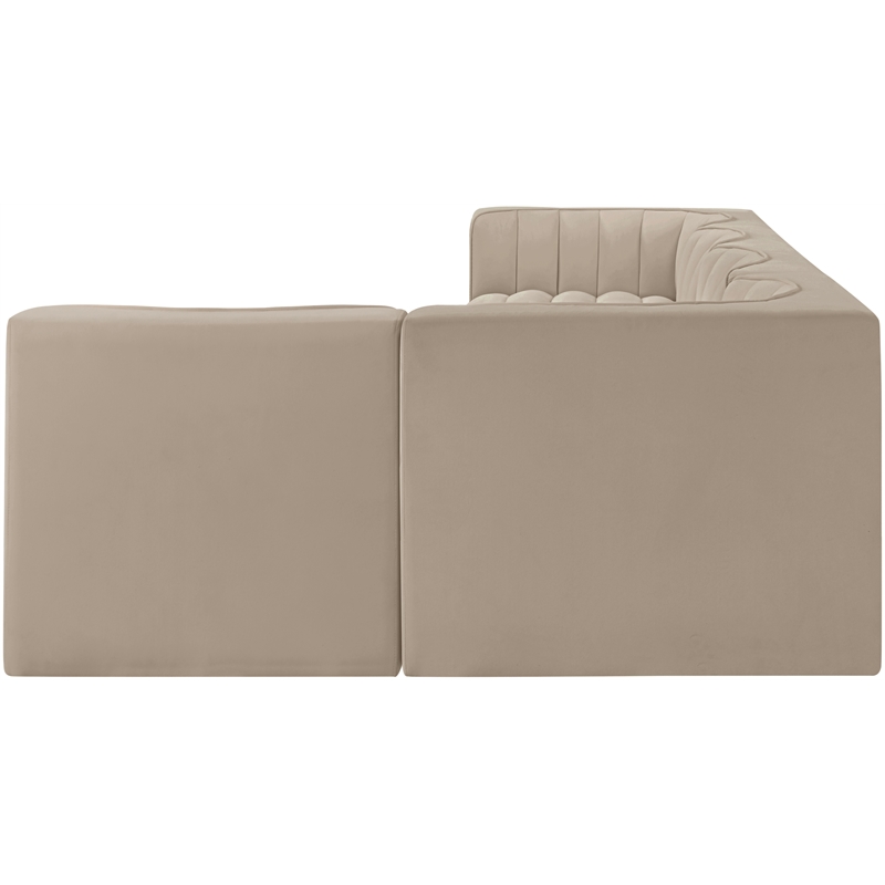 Meridian Furniture Rummi Beige Velvet Performance Fabric 5pc. Modular Sectional