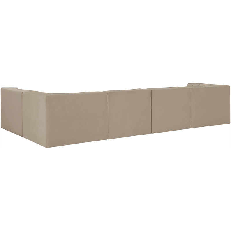 Meridian Furniture Rummi Beige Velvet Performance Fabric 5pc. Modular Sectional