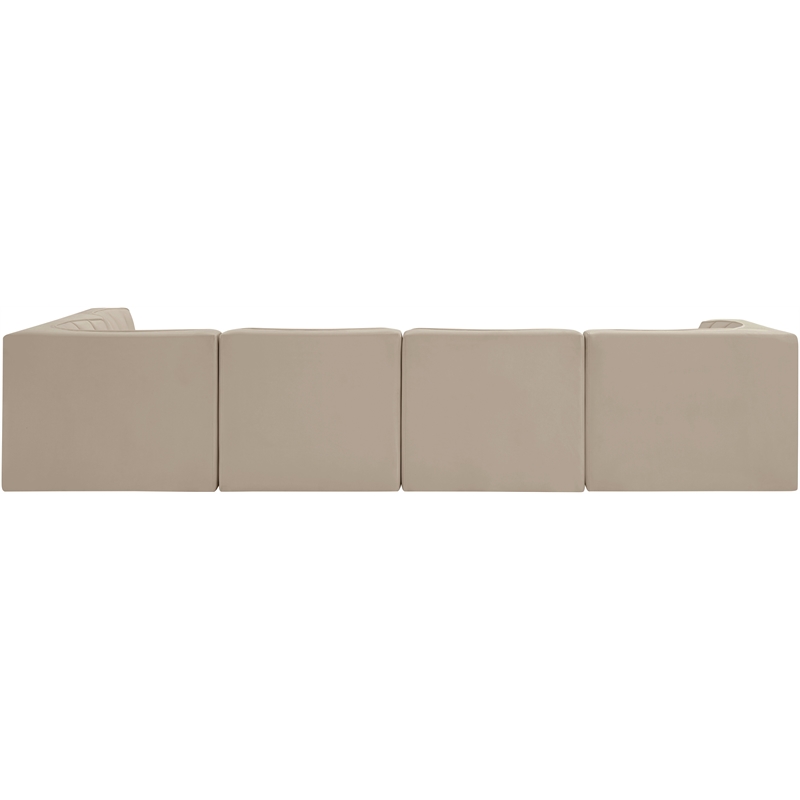 Meridian Furniture Rummi Beige Velvet Performance Fabric 5pc. Modular Sectional