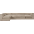 Meridian Furniture Rummi Beige Velvet Performance Fabric 5pc. Modular Sectional