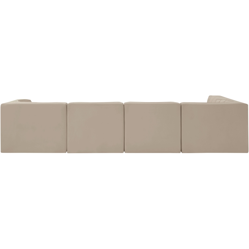 Meridian Furniture Rummi Beige Velvet Performance Fabric 5pc. Modular Sectional