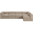 Meridian Furniture Rummi Beige Velvet Performance Fabric 5pc. Modular Sectional