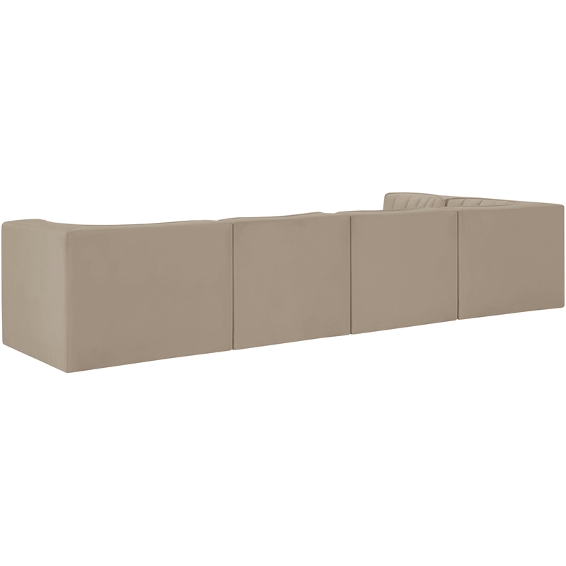 Meridian Furniture Rummi Beige Velvet Performance Fabric 5pc. Modular Sectional