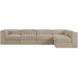 Meridian Furniture Rummi Beige Velvet Performance Fabric 5pc. Modular Sectional