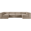 Meridian Furniture Rummi Beige Velvet Performance Fabric 6pc. Modular Sectional