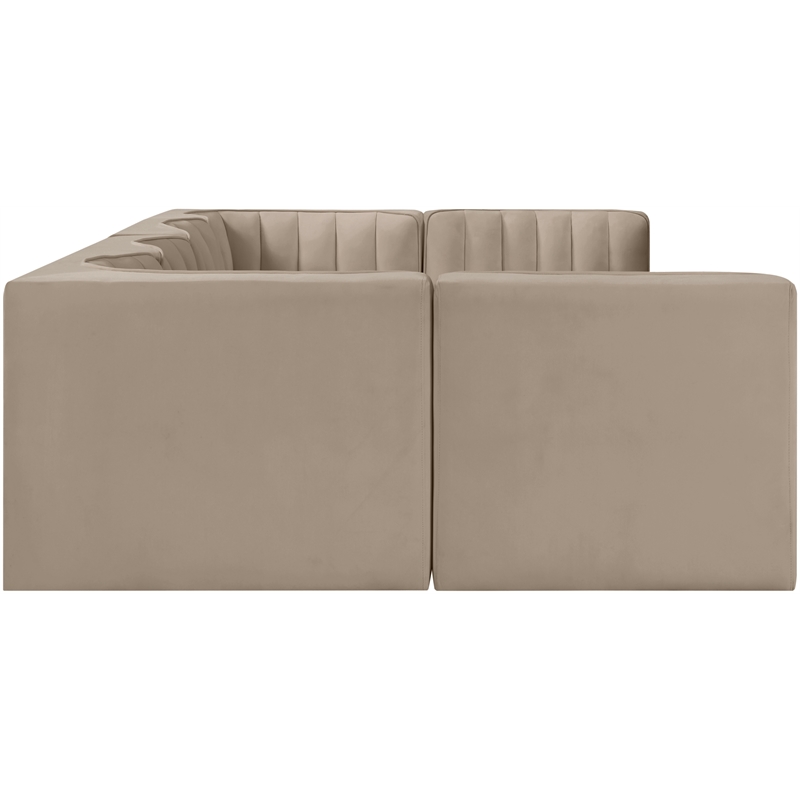 Meridian Furniture Rummi Beige Velvet Performance Fabric 6pc. Modular Sectional