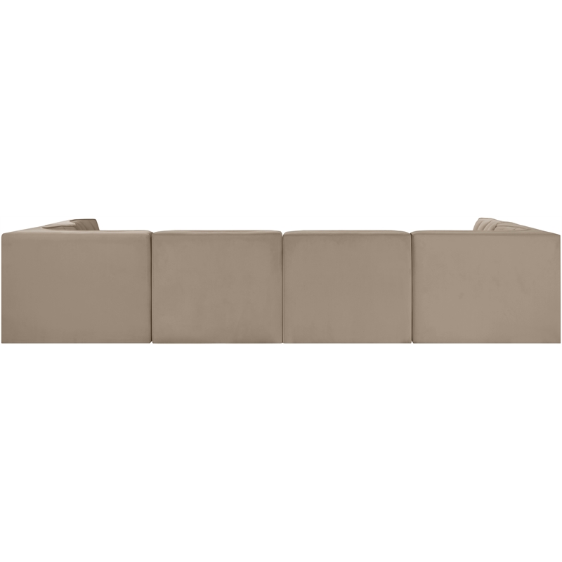 Meridian Furniture Rummi Beige Velvet Performance Fabric 6pc. Modular Sectional