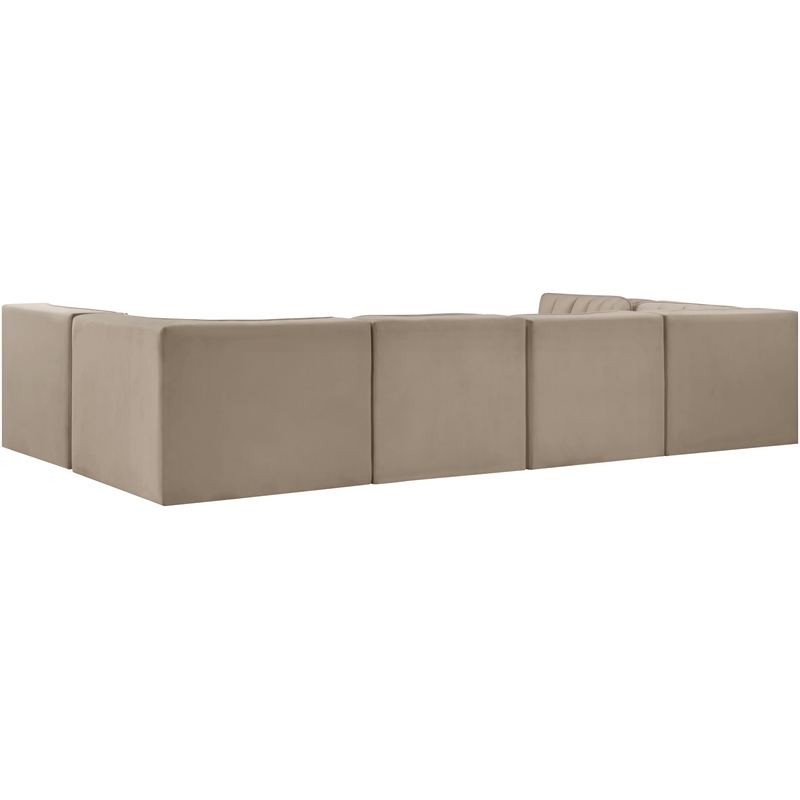 Meridian Furniture Rummi Beige Velvet Performance Fabric 6pc. Modular Sectional