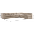 Meridian Furniture Rummi Beige Velvet Performance Fabric 6pc. Modular Sectional