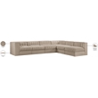 Meridian Furniture Rummi Beige Velvet Performance Fabric 6pc. Modular Sectional