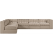 Meridian Furniture Rummi Beige Velvet Performance Fabric 6pc. Modular Sectional