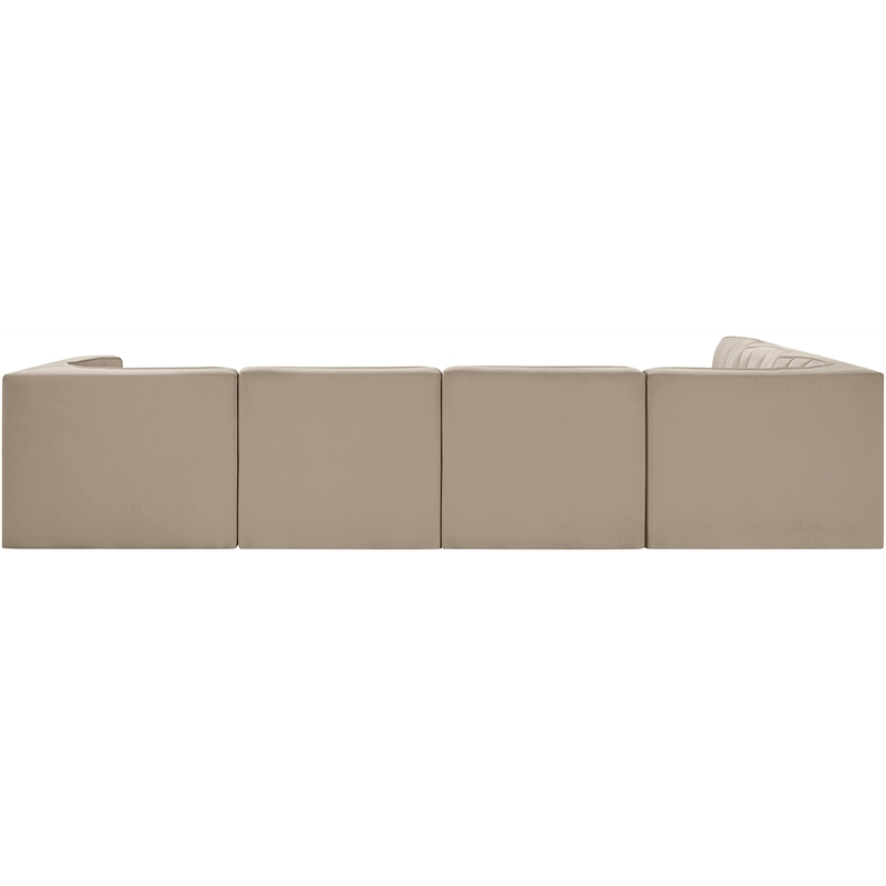 Meridian Furniture Rummi Beige Velvet Performance Fabric 6pc. Modular Sectional