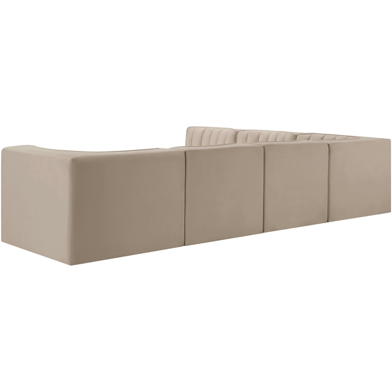 Meridian Furniture Rummi Beige Velvet Performance Fabric 6pc. Modular Sectional