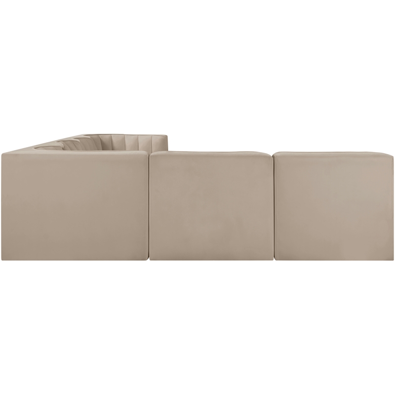Meridian Furniture Rummi Beige Velvet Performance Fabric 6pc. Modular Sectional