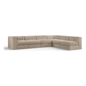 Meridian Furniture Rummi Beige Velvet Performance Fabric 6pc. Modular Sectional