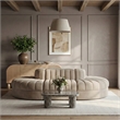 Meridian Furniture Rummi Beige Velvet Performance Fabric 6pc. Modular Sectional