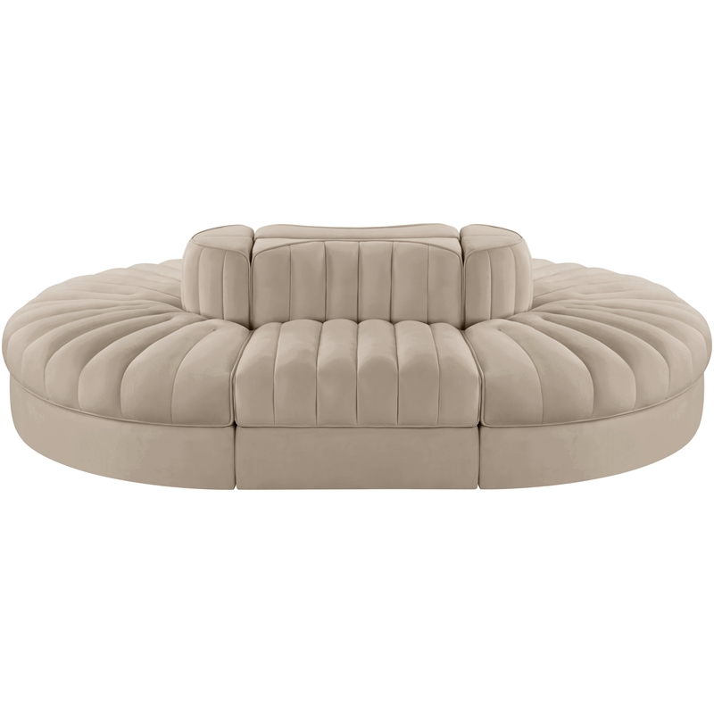 Meridian Furniture Rummi Beige Velvet Performance Fabric 6pc. Modular Sectional