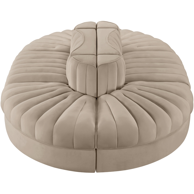 Meridian Furniture Rummi Beige Velvet Performance Fabric 6pc. Modular Sectional