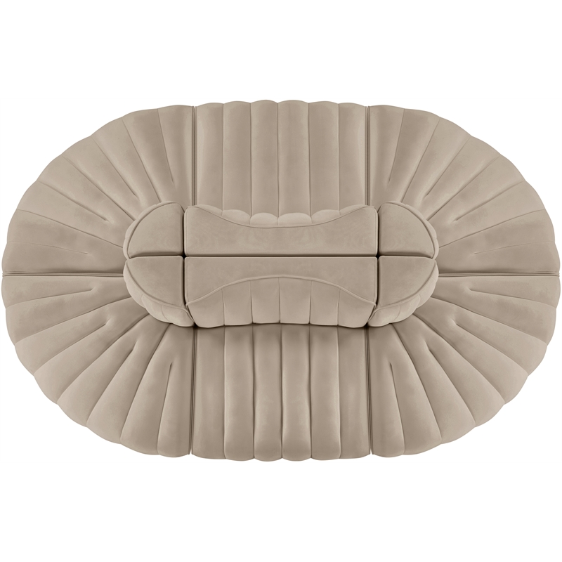 Meridian Furniture Rummi Beige Velvet Performance Fabric 6pc. Modular Sectional