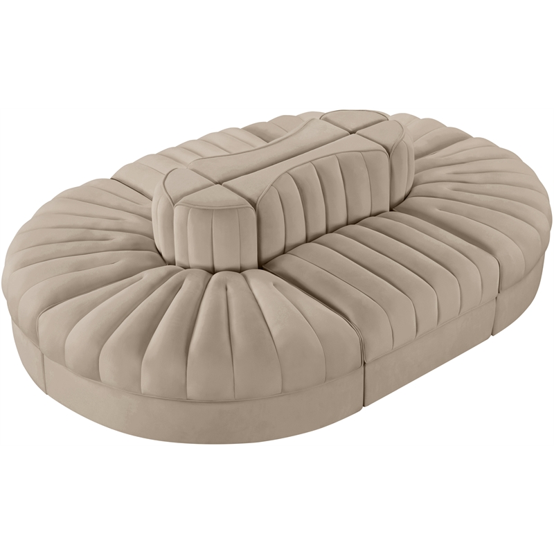 Meridian Furniture Rummi Beige Velvet Performance Fabric 6pc. Modular Sectional