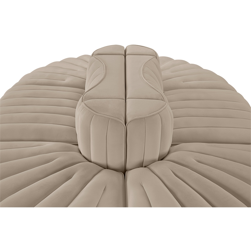 Meridian Furniture Rummi Beige Velvet Performance Fabric 6pc. Modular Sectional