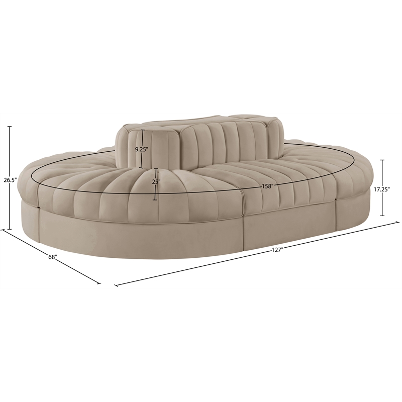 Meridian Furniture Rummi Beige Velvet Performance Fabric 6pc. Modular Sectional