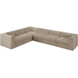 Meridian Furniture Rummi Beige Velvet Performance Fabric 6pc. Modular Sectional