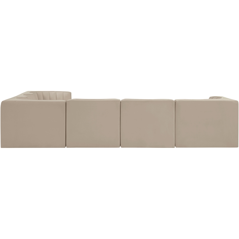 Meridian Furniture Rummi Beige Velvet Performance Fabric 6pc. Modular Sectional