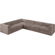 Meridian Furniture Rummi Taupe Velvet Performance Fabric 6pc. Modular Sectional