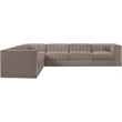 Meridian Furniture Rummi Taupe Velvet Performance Fabric 6pc. Modular Sectional