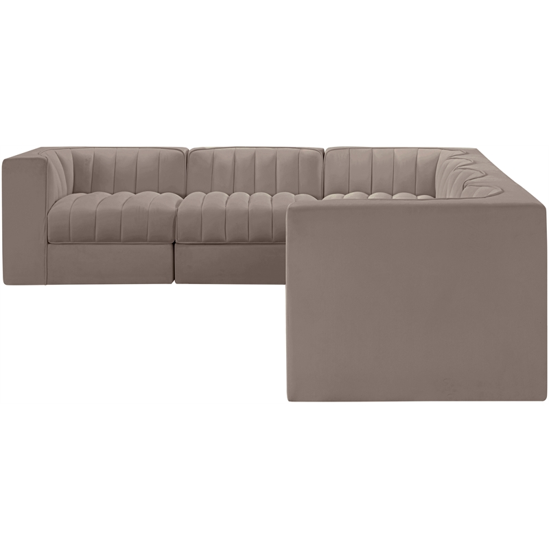 Meridian Furniture Rummi Taupe Velvet Performance Fabric 6pc. Modular Sectional