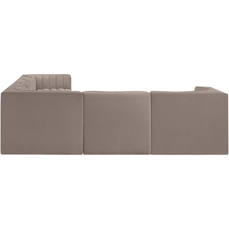 Meridian Furniture Rummi Taupe Velvet Performance Fabric 6pc. Modular Sectional