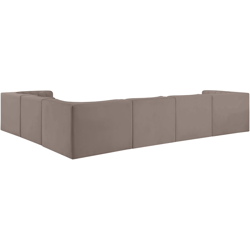 Meridian Furniture Rummi Taupe Velvet Performance Fabric 6pc. Modular Sectional