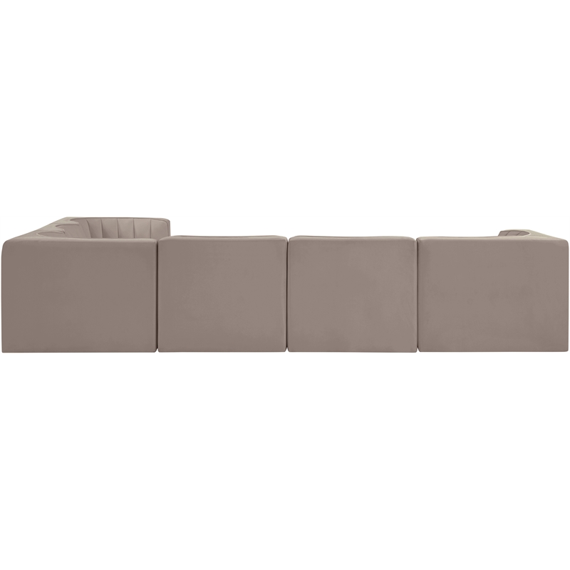 Meridian Furniture Rummi Taupe Velvet Performance Fabric 6pc. Modular Sectional