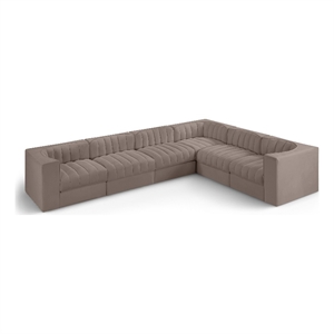 Meridian Furniture Rummi Taupe Velvet Performance Fabric 6pc. Modular Sectional