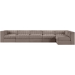 Meridian Furniture Rummi Taupe Velvet Performance Fabric 6pc. Modular Sectional