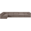 Meridian Furniture Rummi Taupe Velvet Performance Fabric 6pc. Modular Sectional