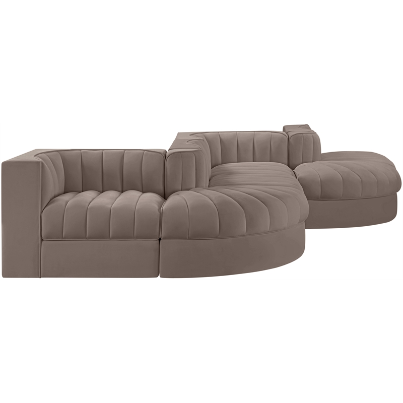 Meridian Furniture Rummi Taupe Velvet Performance Fabric 6pc. Modular Sectional