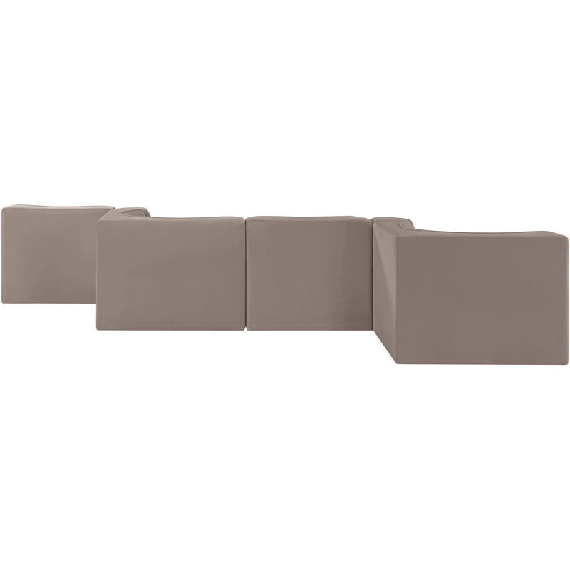 Meridian Furniture Rummi Taupe Velvet Performance Fabric 6pc. Modular Sectional