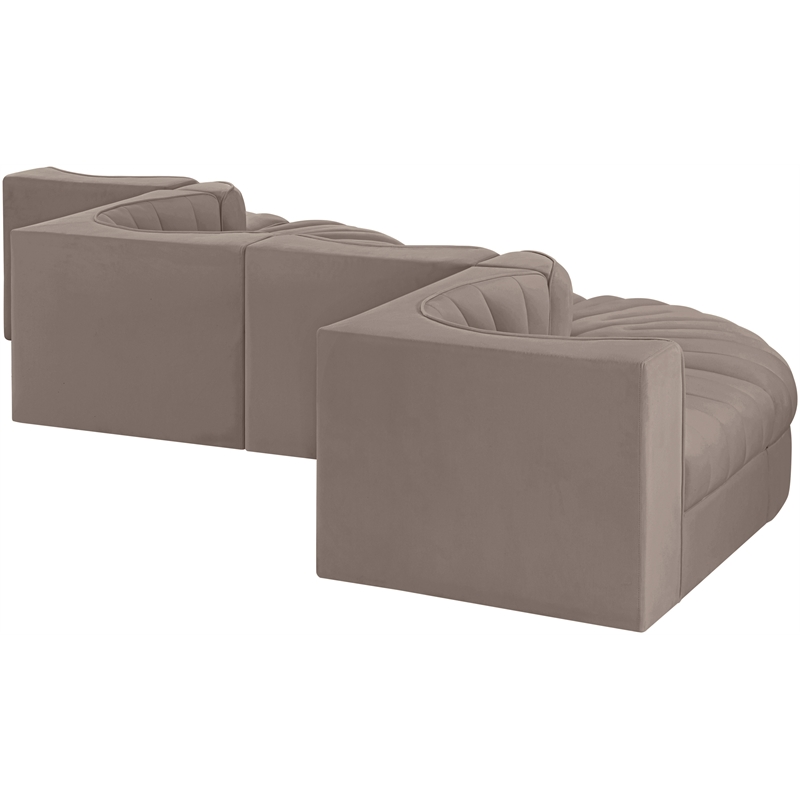 Meridian Furniture Rummi Taupe Velvet Performance Fabric 6pc. Modular Sectional