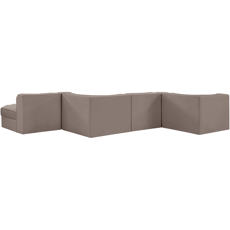 Meridian Furniture Rummi Taupe Velvet Performance Fabric 6pc. Modular Sectional