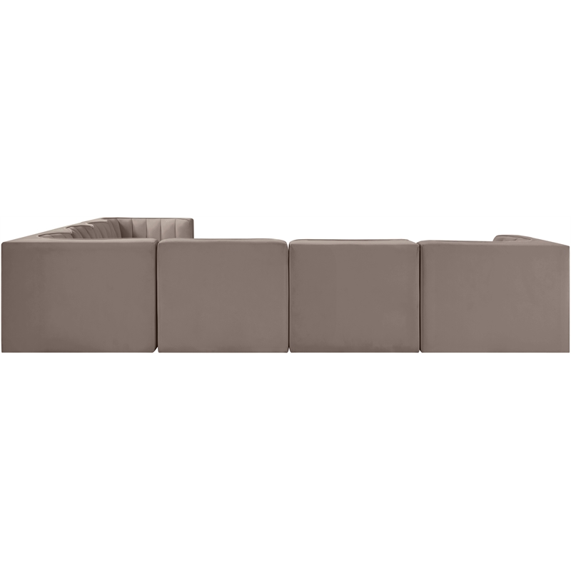 Meridian Furniture Rummi Taupe Velvet Performance Fabric 7pc. Modular Sectional
