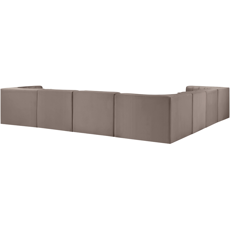 Meridian Furniture Rummi Taupe Velvet Performance Fabric 7pc. Modular Sectional