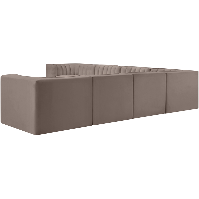 Meridian Furniture Rummi Taupe Velvet Performance Fabric 7pc. Modular Sectional