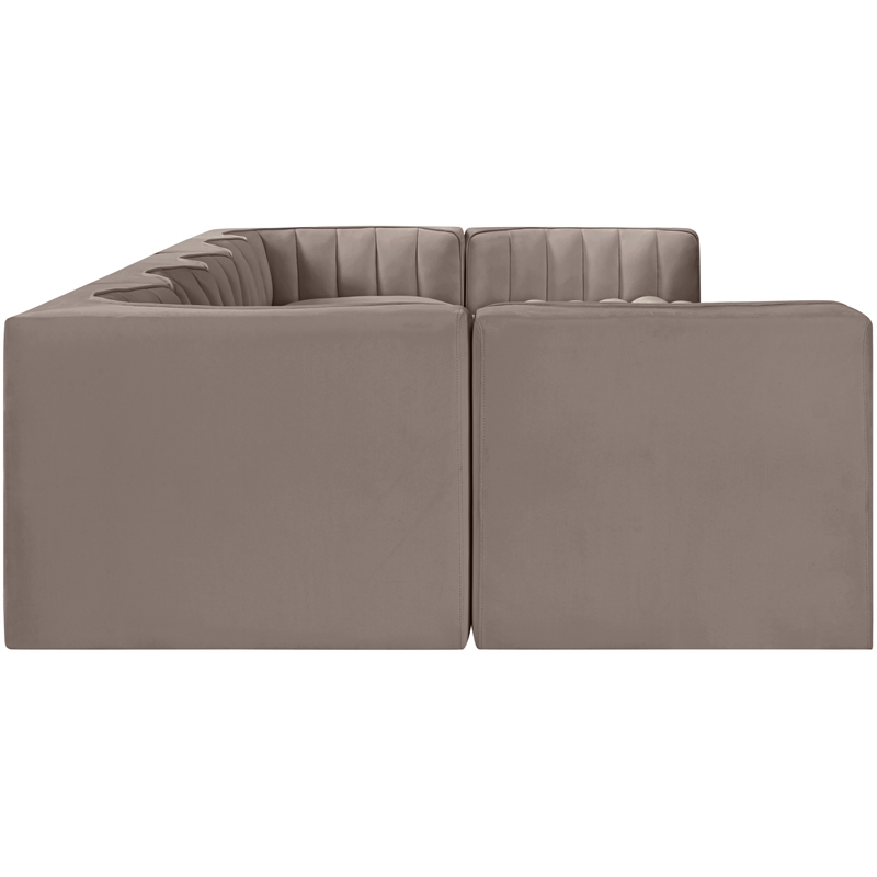 Meridian Furniture Rummi Taupe Velvet Performance Fabric 7pc. Modular Sectional