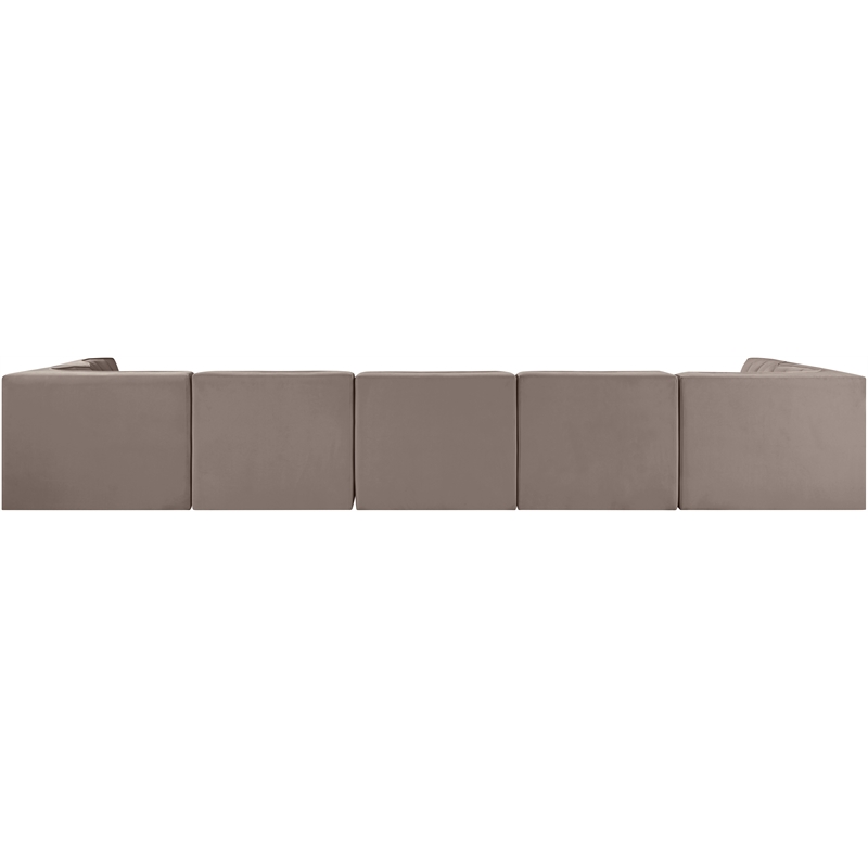 Meridian Furniture Rummi Taupe Velvet Performance Fabric 7pc. Modular Sectional
