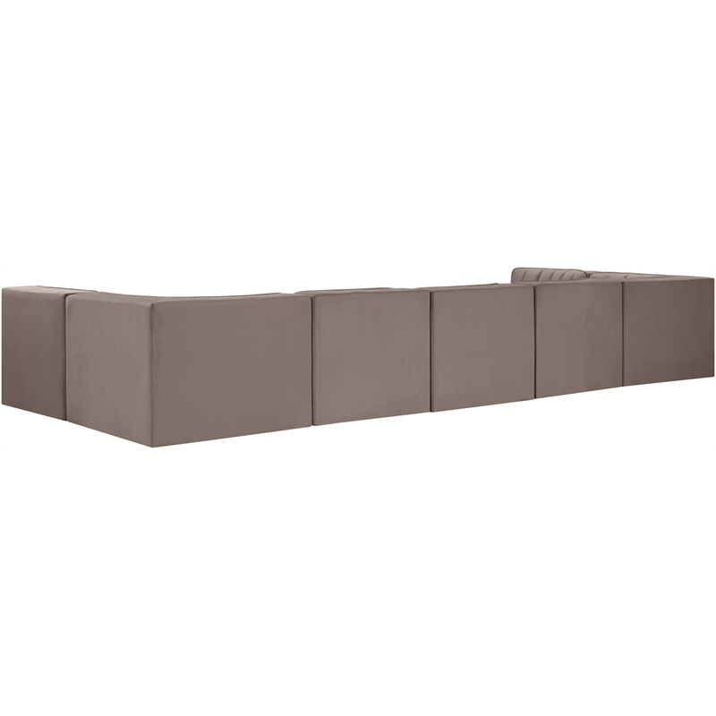 Meridian Furniture Rummi Taupe Velvet Performance Fabric 7pc. Modular Sectional