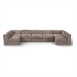 Meridian Furniture Rummi Taupe Velvet Performance Fabric 7pc. Modular Sectional