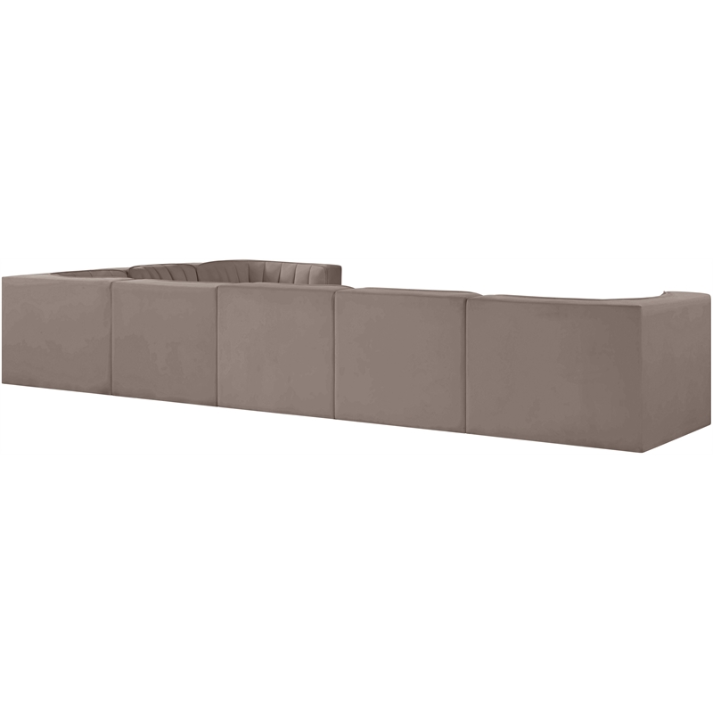 Meridian Furniture Rummi Taupe Velvet Performance Fabric 7pc. Modular Sectional